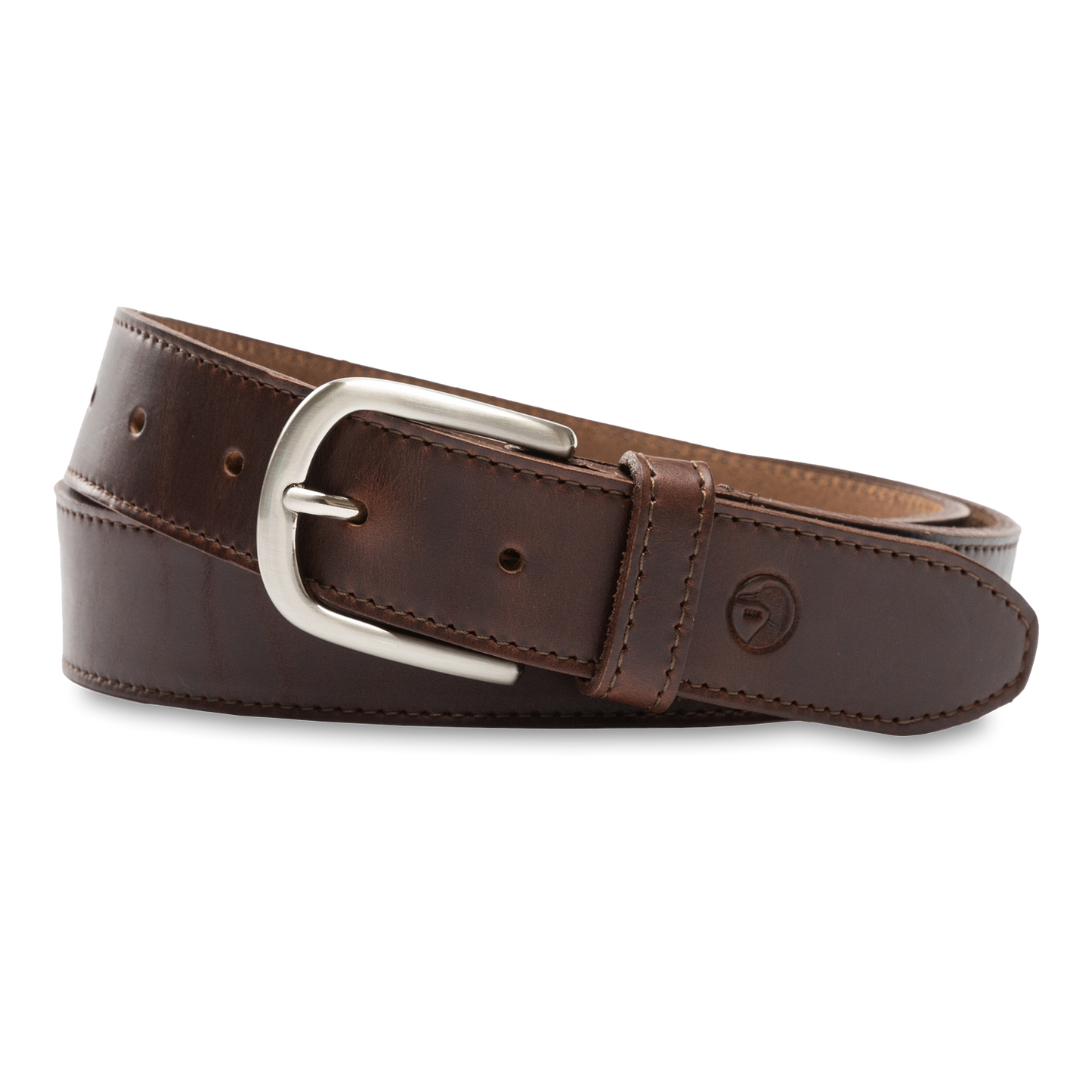 Duck Head Dark Brown Leather Belt - Dark Brown with Nickel Buckle