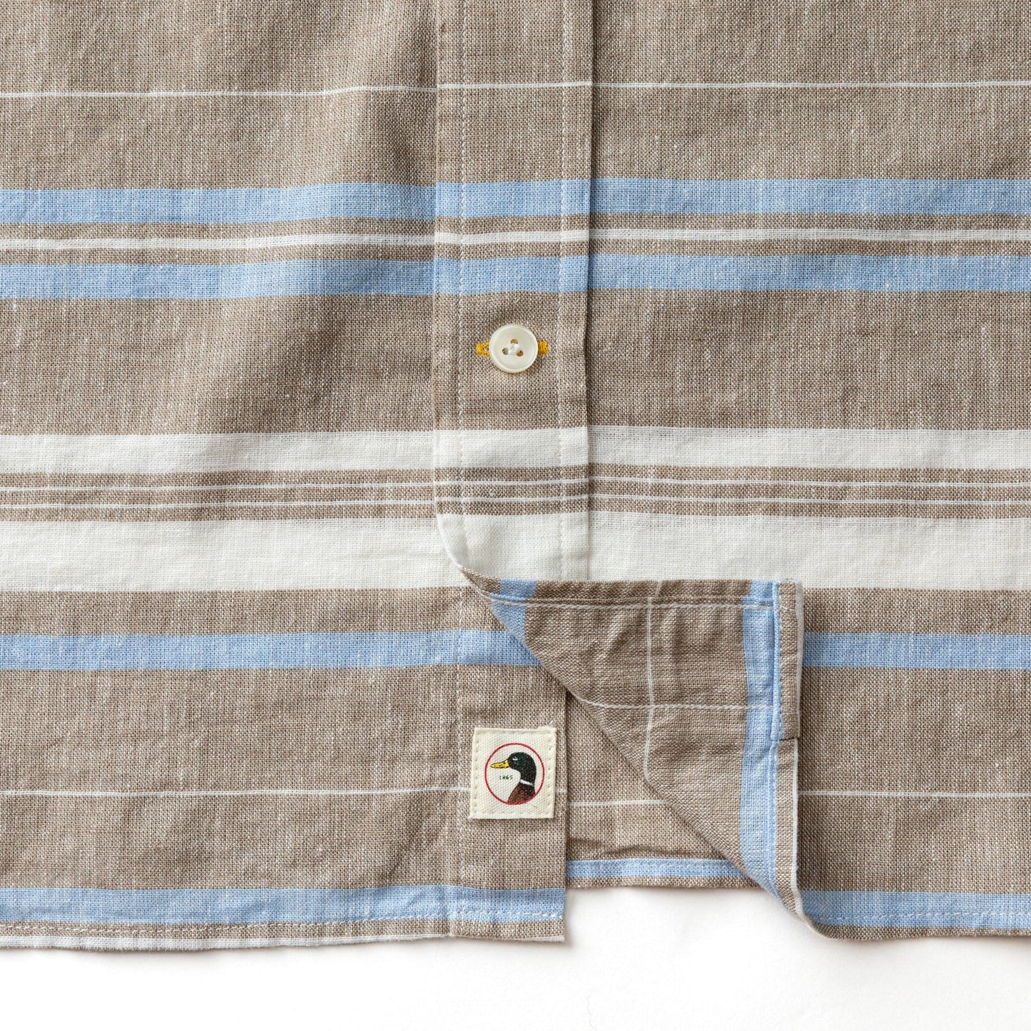 Duck Head Linen Cotton Oxford Sport Shirt - Matthews Stripe - Clay