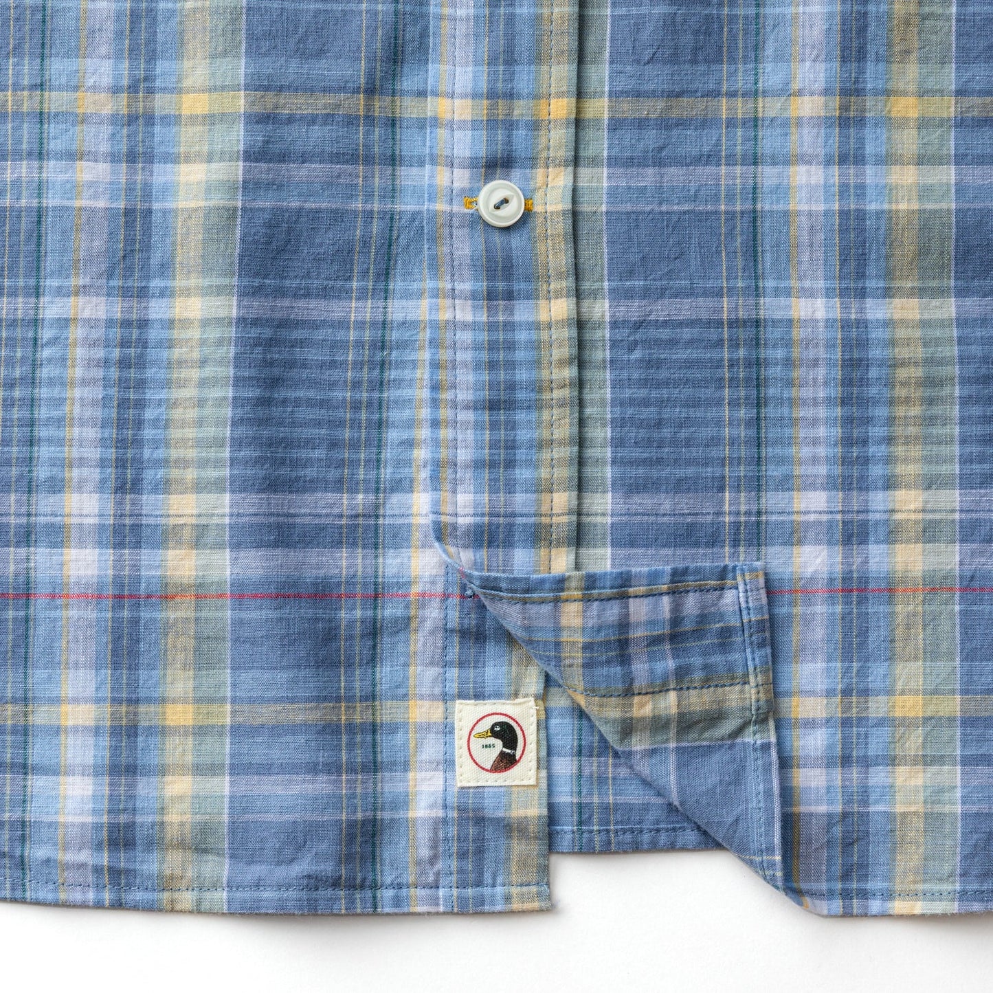 Duck Head Cotton Slub Sport Shirt - Greer Plaid - Chambray Blue