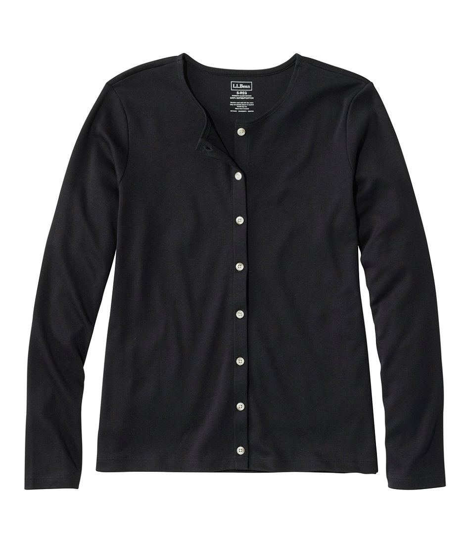 Women's Pima Cotton Tee, Long-Sleeve Crewneck Cardigan | L.L.Bean online