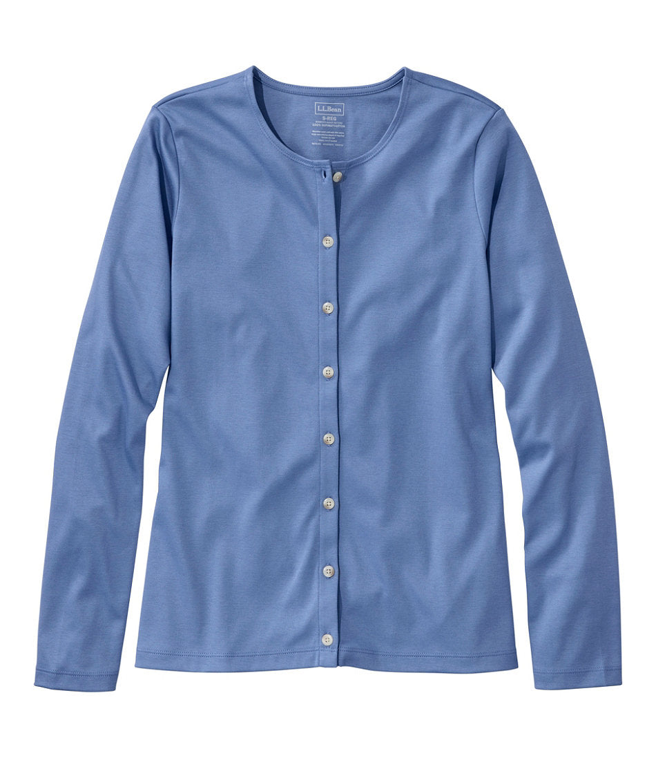 Women's Pima Cotton Tee, Long-Sleeve Crewneck Cardigan | L.L.Bean online