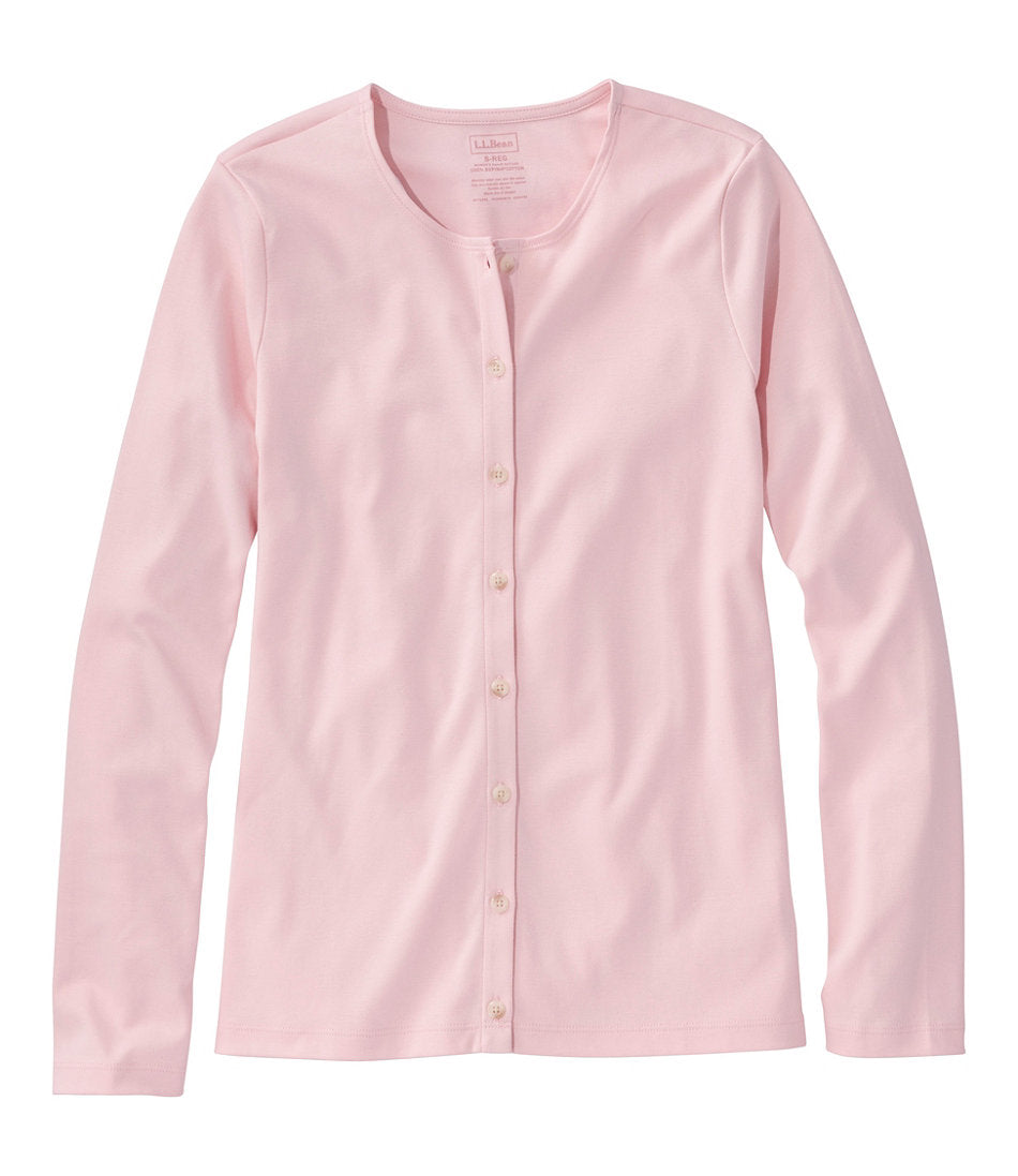 Women's Pima Cotton Tee, Long-Sleeve Crewneck Cardigan | L.L.Bean online