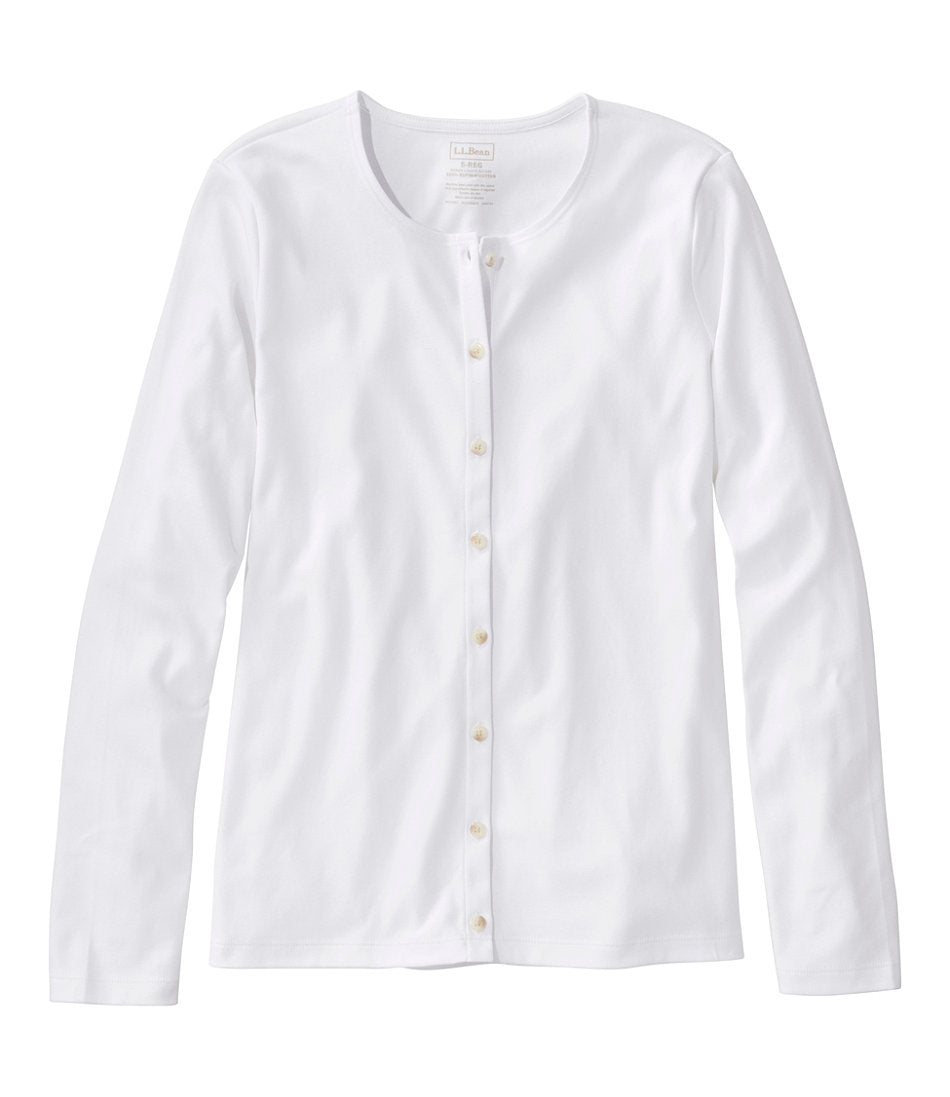 Women's Pima Cotton Tee, Long-Sleeve Crewneck Cardigan | L.L.Bean online