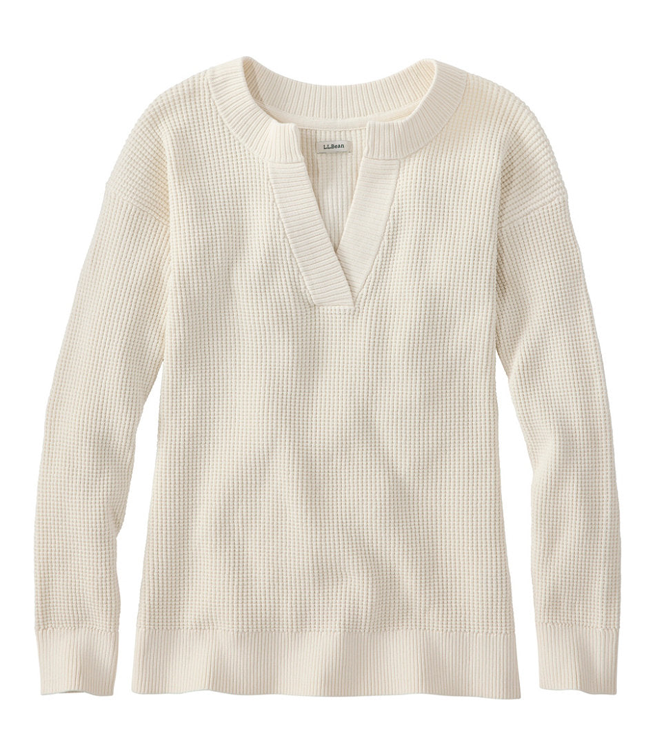 Women's Sunwashed Waffle Sweater, Splitneck | L.L.Bean sale