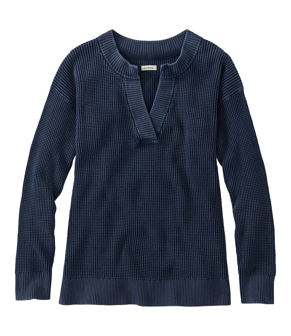 Women's Sunwashed Waffle Sweater, Splitneck | L.L.Bean sale