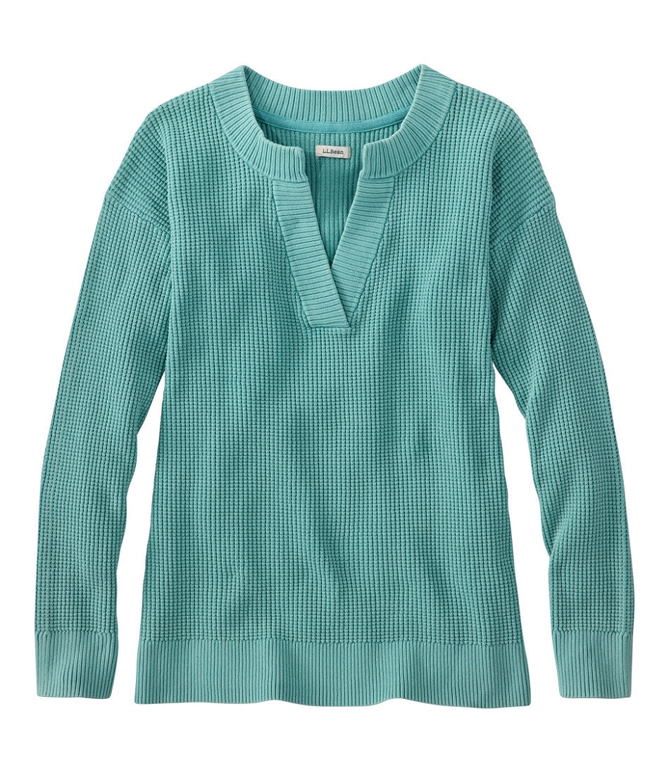 Women's Sunwashed Waffle Sweater, Splitneck | L.L.Bean sale