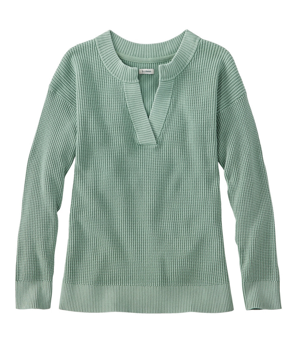 Women's Sunwashed Waffle Sweater, Splitneck | L.L.Bean sale
