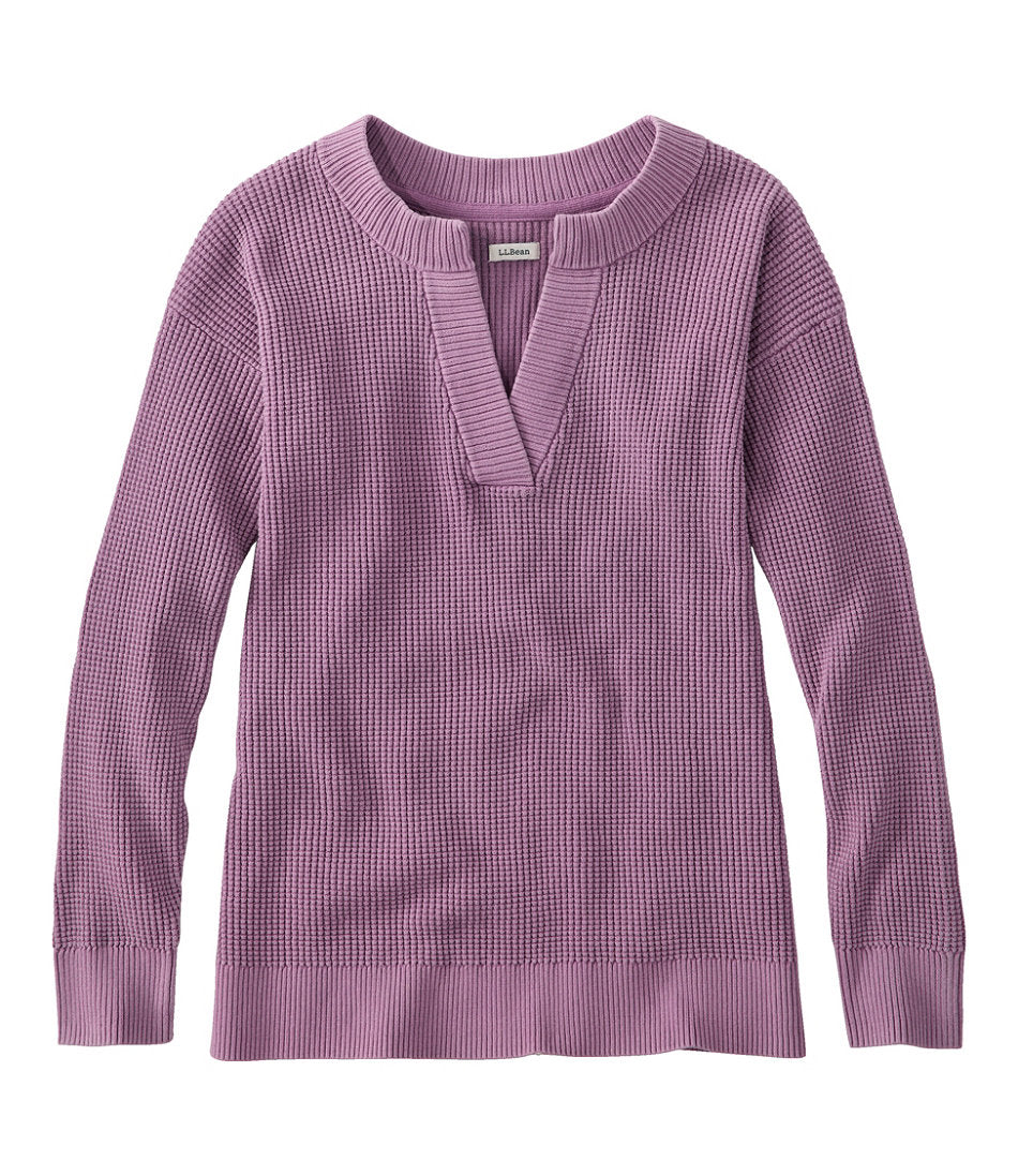 Women's Sunwashed Waffle Sweater, Splitneck | L.L.Bean sale