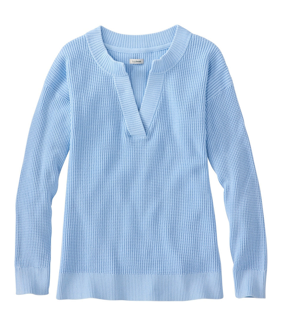 Women's Sunwashed Waffle Sweater, Splitneck | L.L.Bean sale