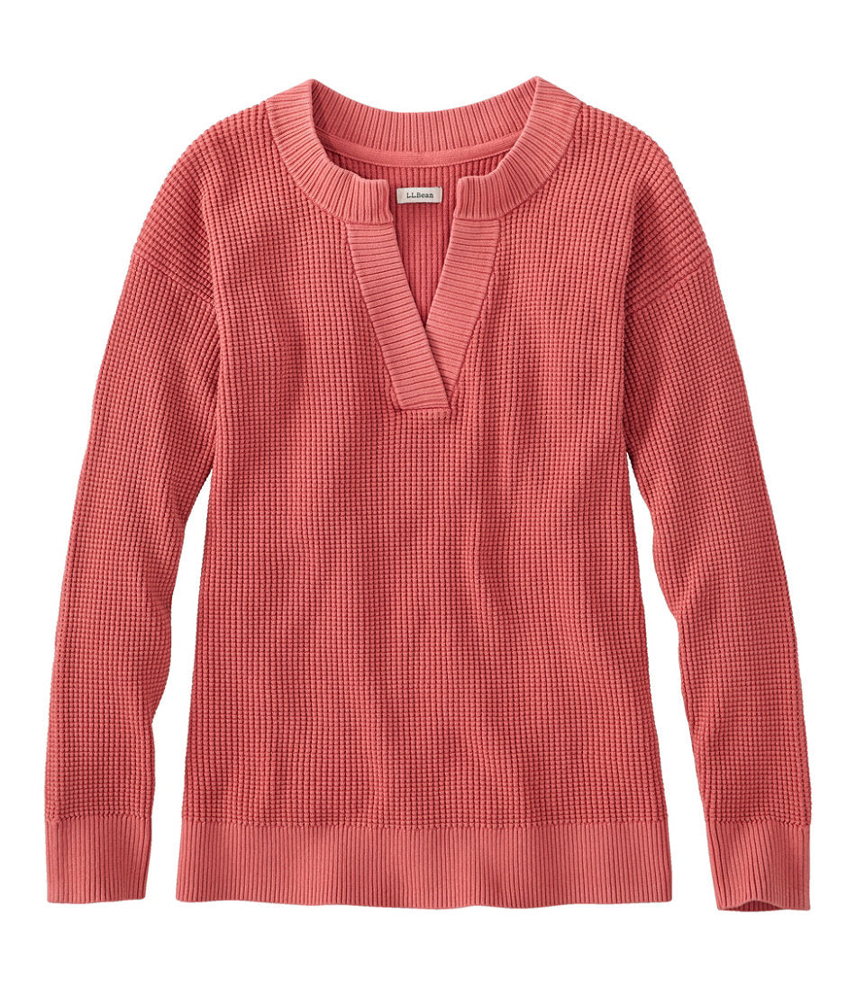 Women's Sunwashed Waffle Sweater, Splitneck | L.L.Bean sale
