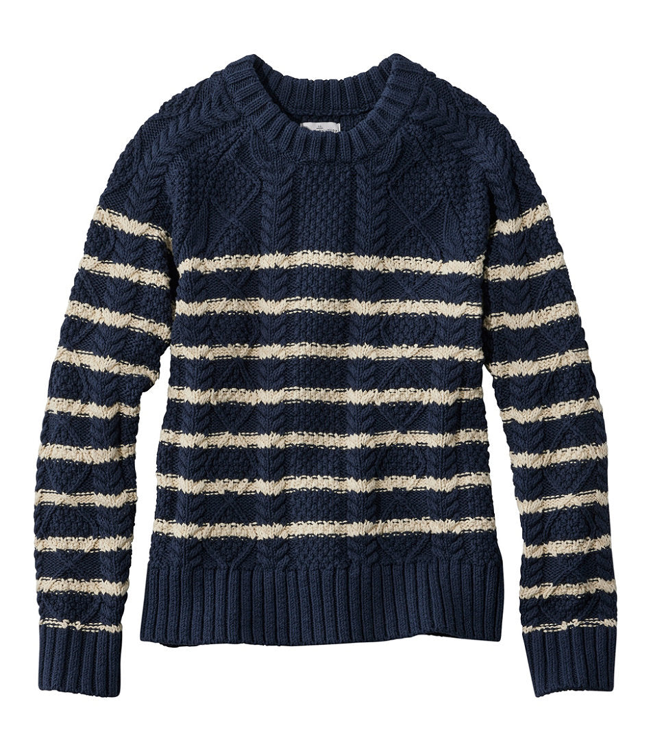 Women's Signature Cotton Fisherman Sweater, Crewneck Stripe | L.L.Bean for sale