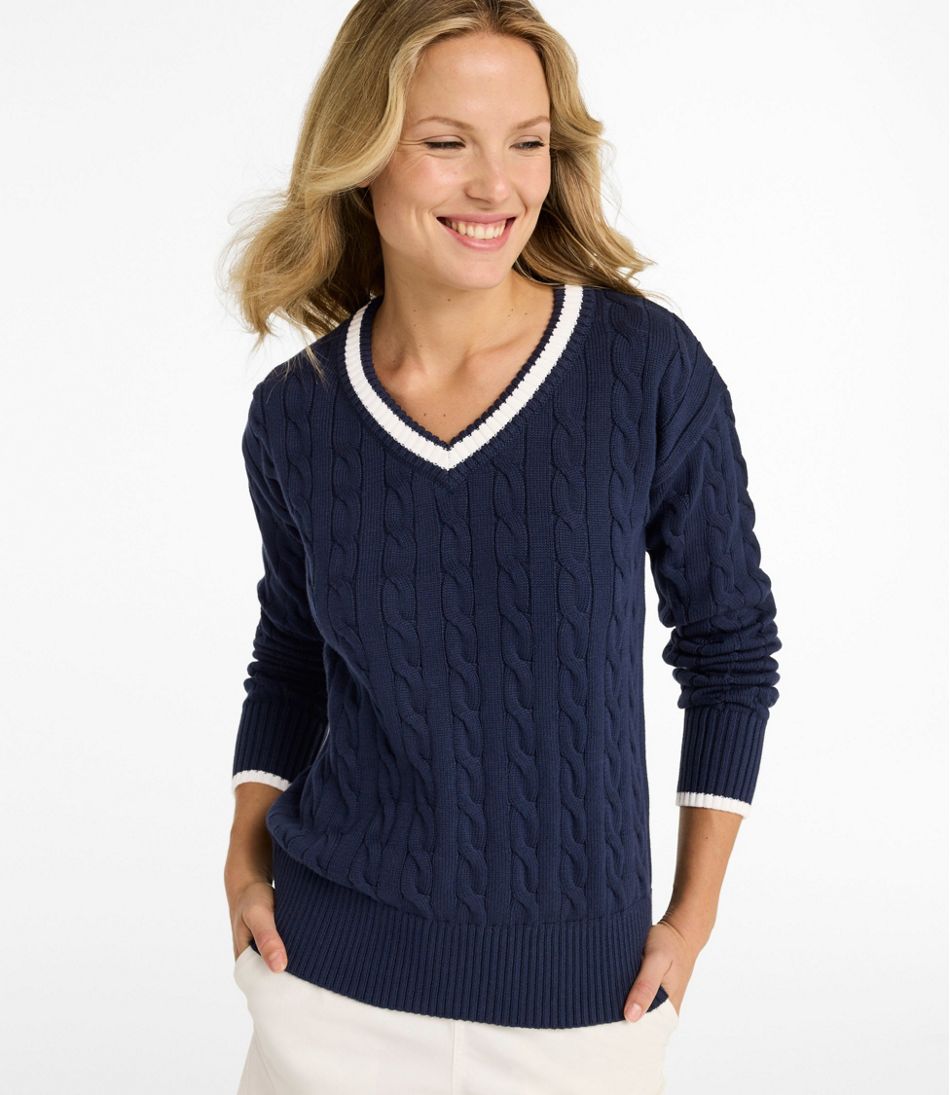 Women's The Original Double L® Sweater, Cable V-Neck | L.L.Bean sale