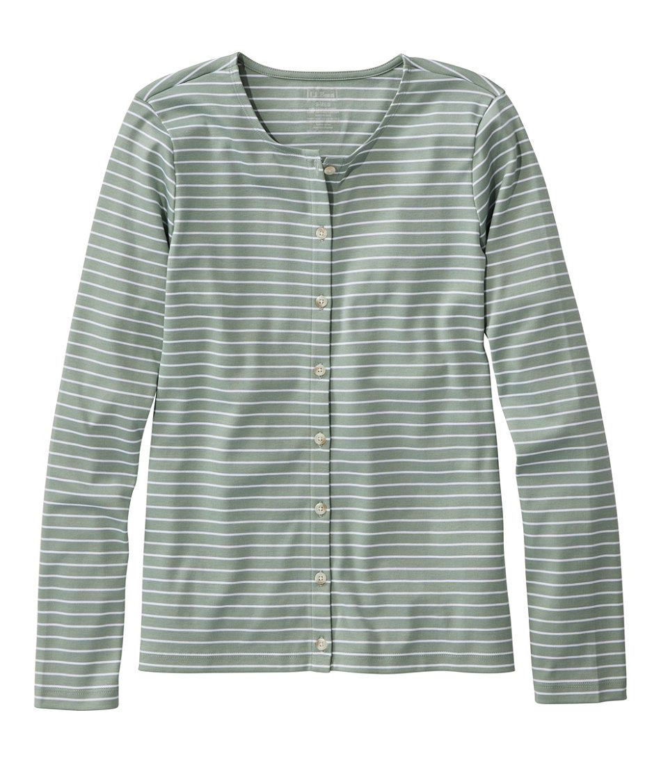 Women's Pima Cotton Tee, Long-Sleeve Crewneck Cardigan Stripe | L.L.Bean discount