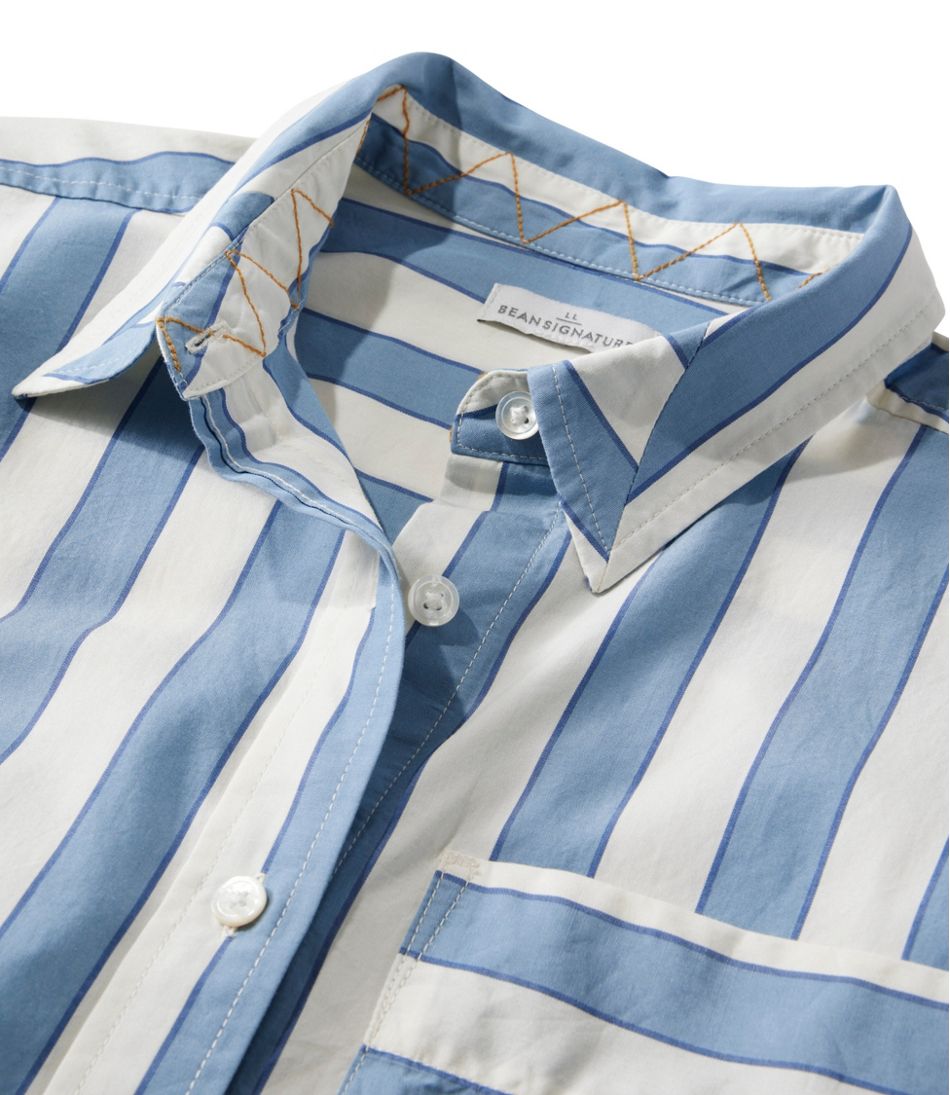 Women's Signature Premium Essential Poplin Shirt, Long-Sleeve Novelty Stripe | L.L.Bean online
