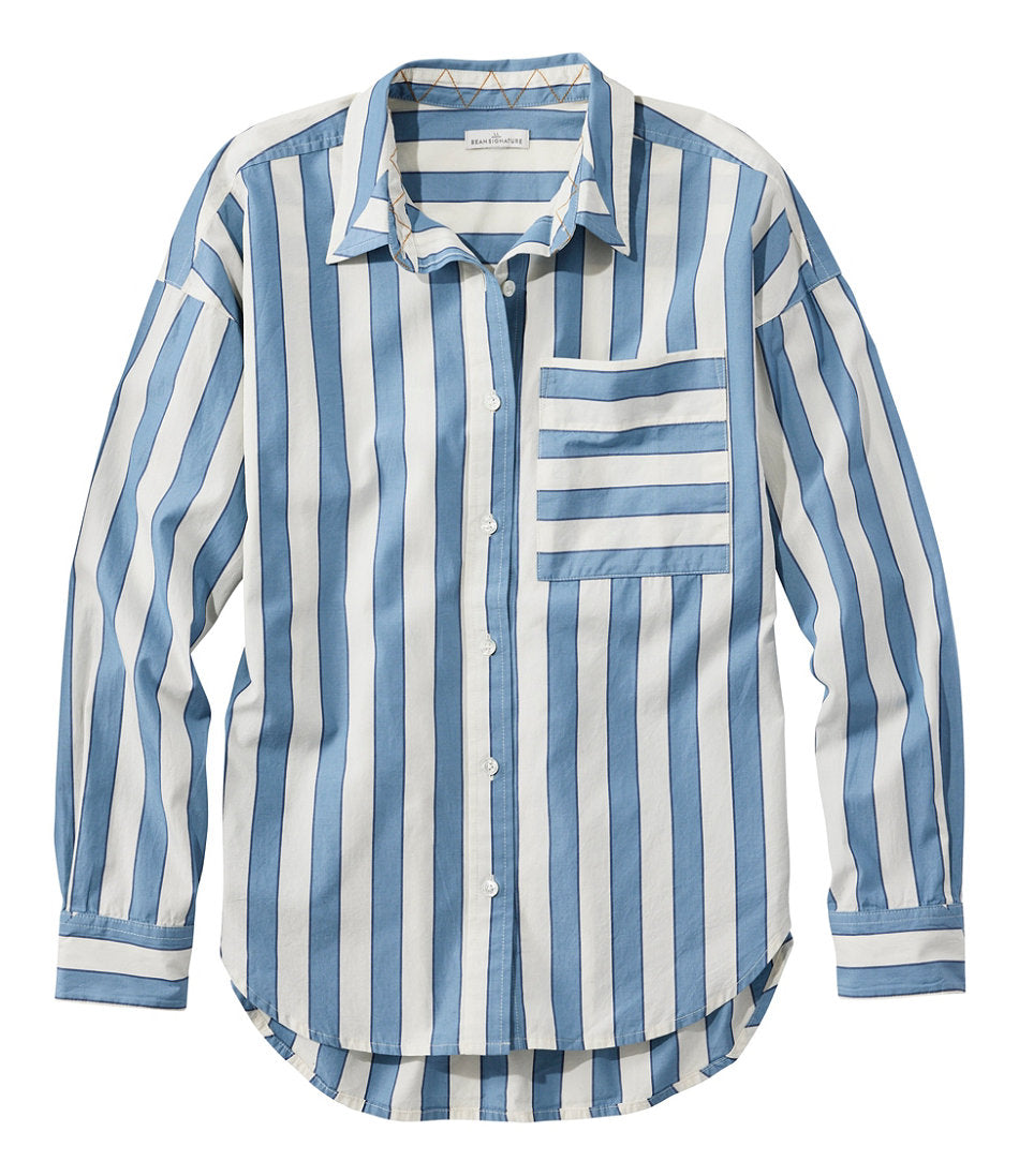 Women's Signature Premium Essential Poplin Shirt, Long-Sleeve Novelty Stripe | L.L.Bean online