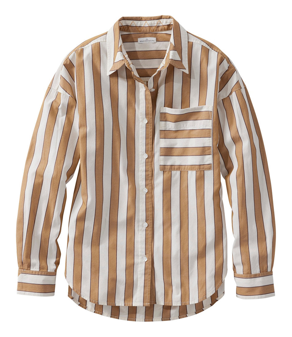 Women's Signature Premium Essential Poplin Shirt, Long-Sleeve Novelty Stripe | L.L.Bean online