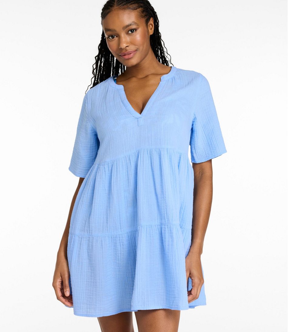 Women's Cloud Gauze Cover-Up Tiered Dress, Print | L.L.Bean for sale