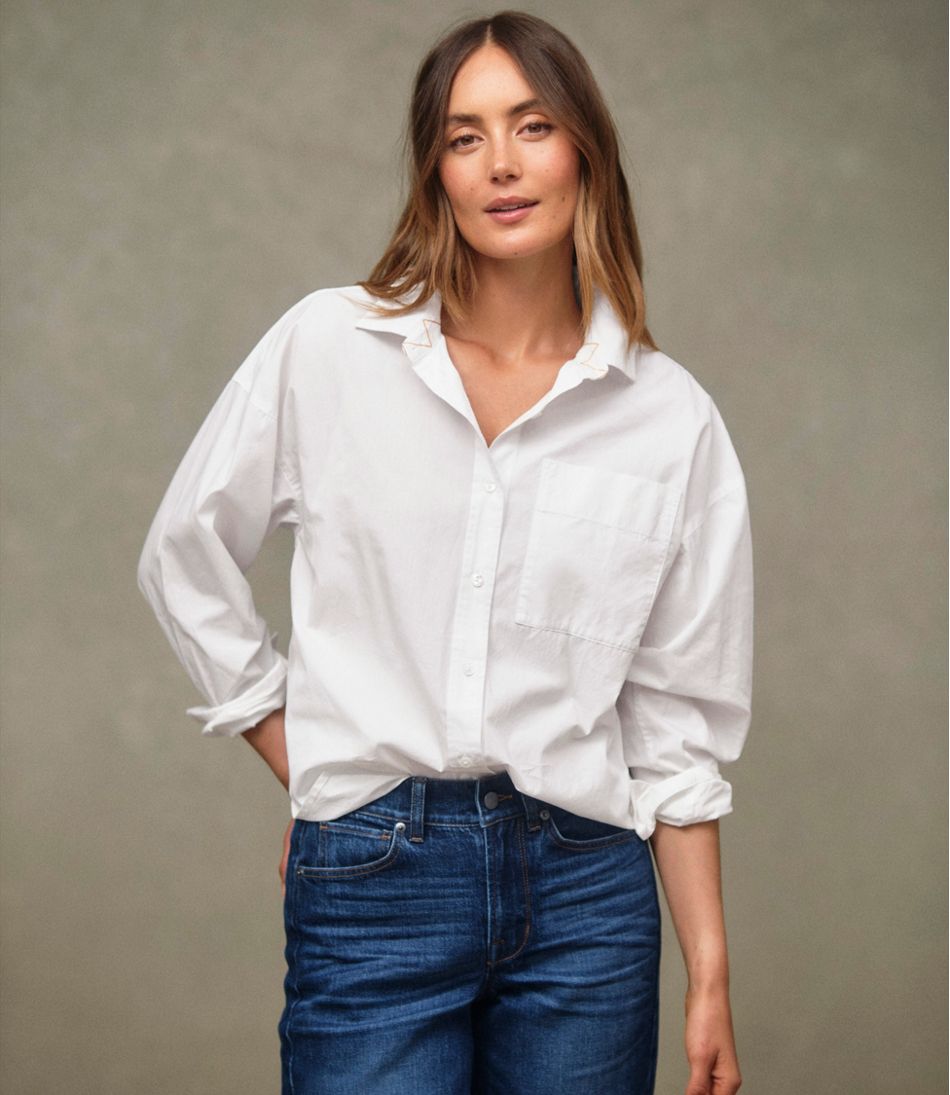 Women's Signature Premium Essential Poplin Shirt, Long-Sleeve | L.L.Bean sale