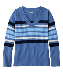 Women's Cotton/Cashmere Sweater, V-Neck Stripe | L.L.Bean discount