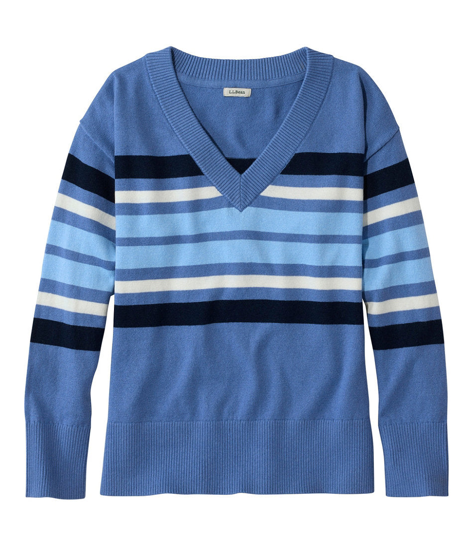 Women's Cotton/Cashmere Sweater, V-Neck Stripe | L.L.Bean discount