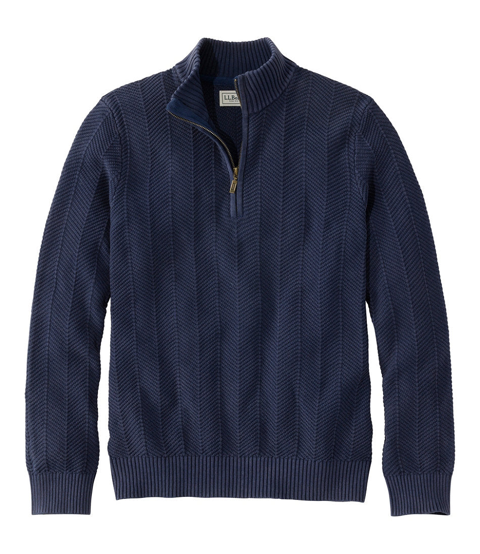 Men's Sunwashed Textured Cotton Sweater, Herringbone 1/4 Zip | L.L.Bean near me