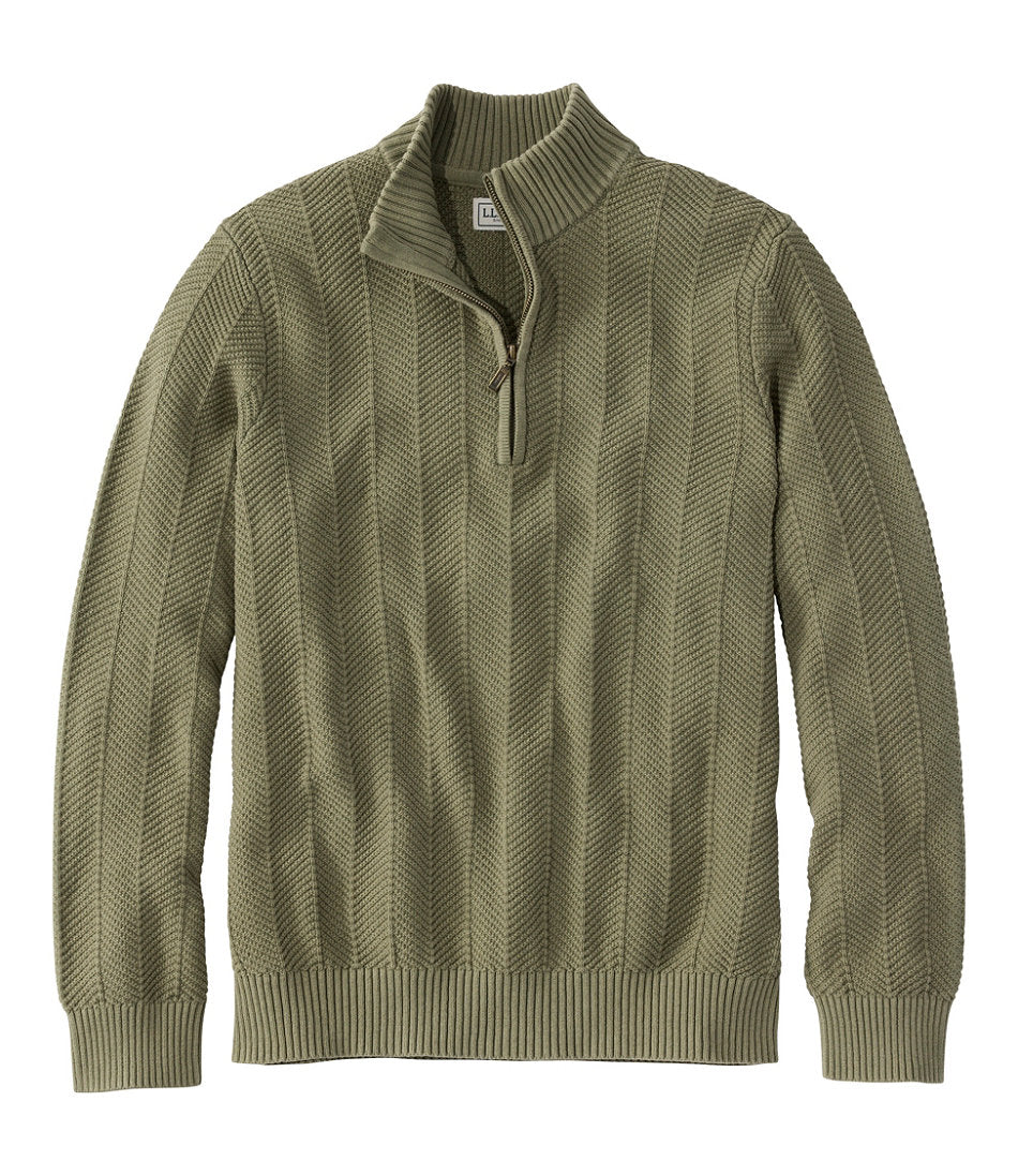Men's Sunwashed Textured Cotton Sweater, Herringbone 1/4 Zip | L.L.Bean near me