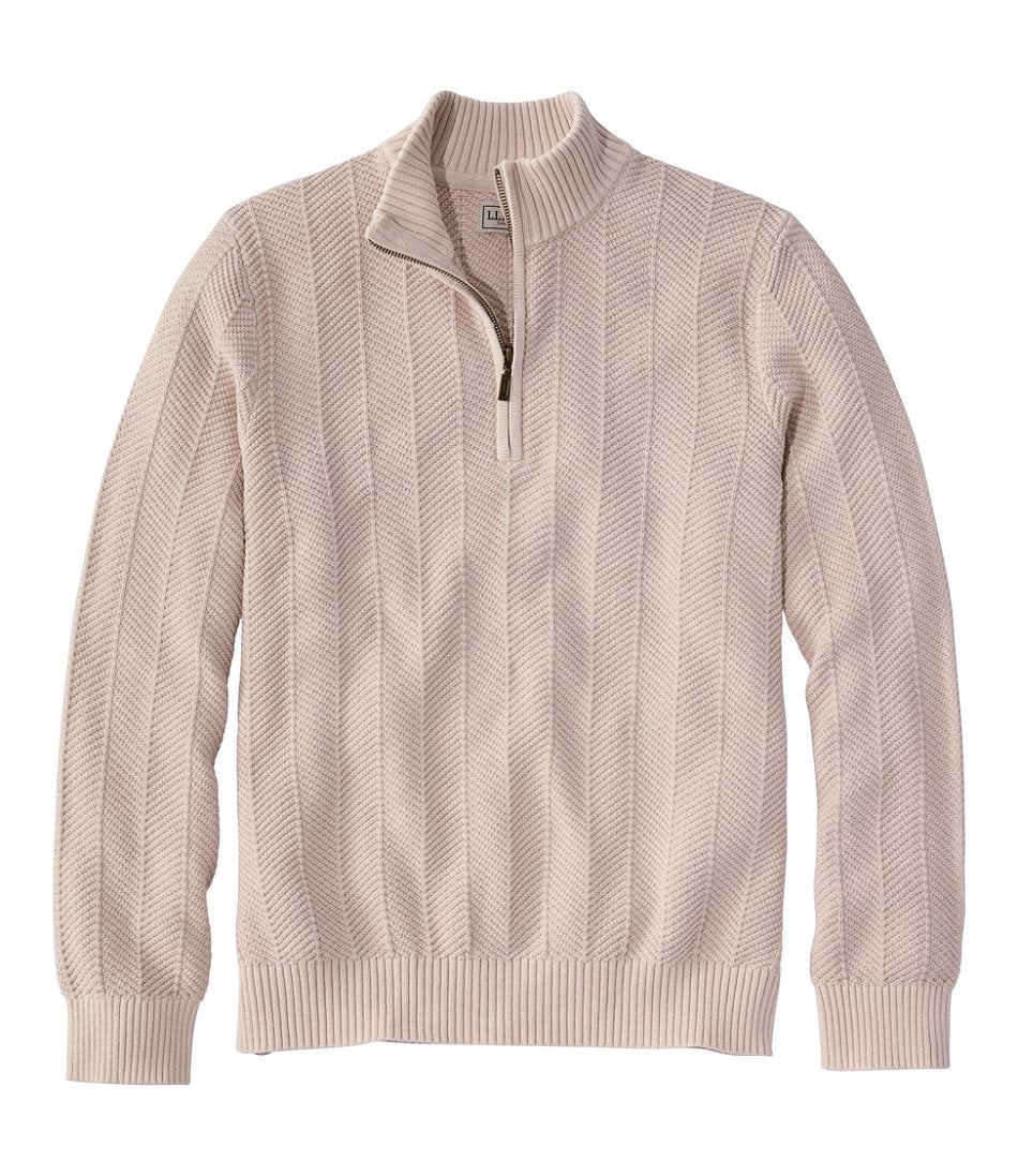 Men's Sunwashed Textured Cotton Sweater, Herringbone 1/4 Zip | L.L.Bean near me