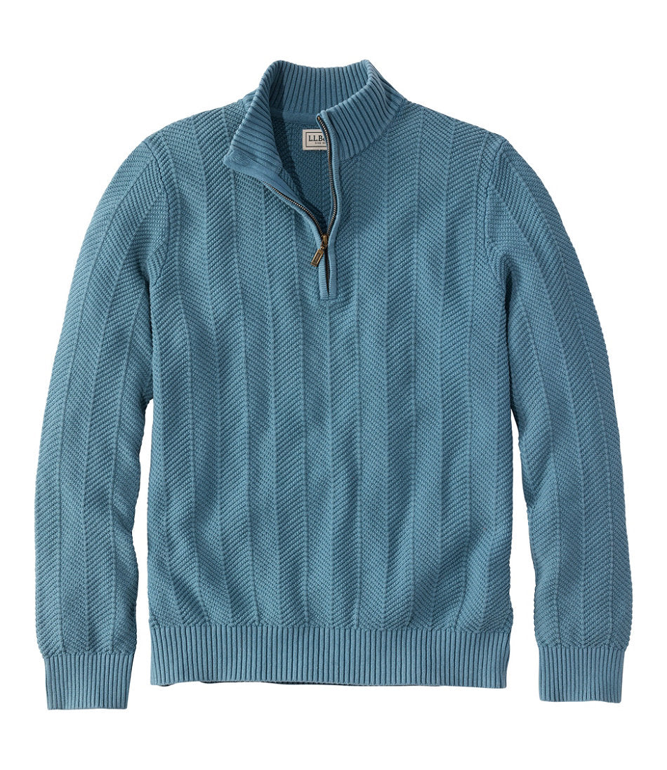 Men's Sunwashed Textured Cotton Sweater, Herringbone 1/4 Zip | L.L.Bean near me