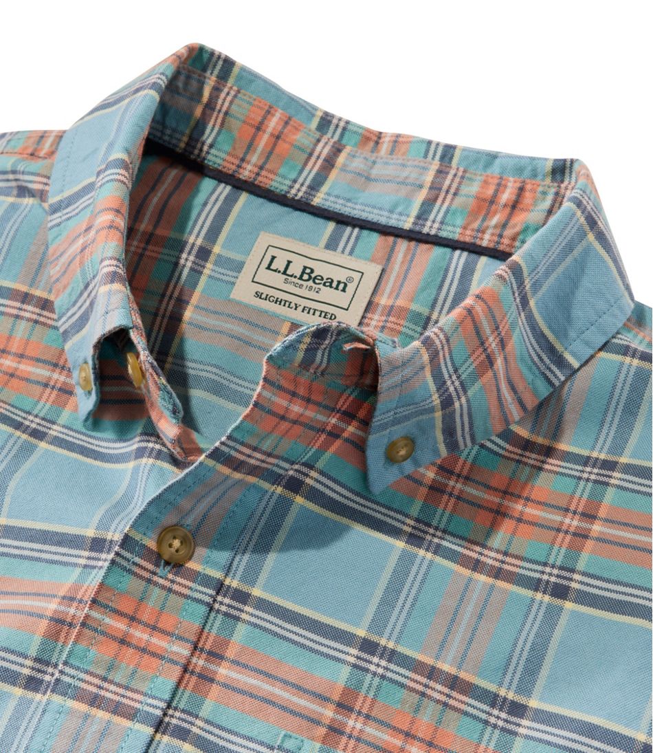 Men's Sunwashed Oxford Shirt, Slightly Fitted Untucked Fit, Plaid | L.L.Bean discount