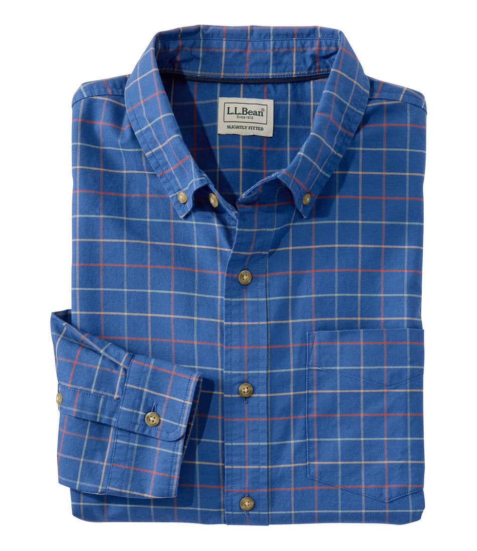 Men's Sunwashed Oxford Shirt, Slightly Fitted Untucked Fit, Plaid | L.L.Bean discount