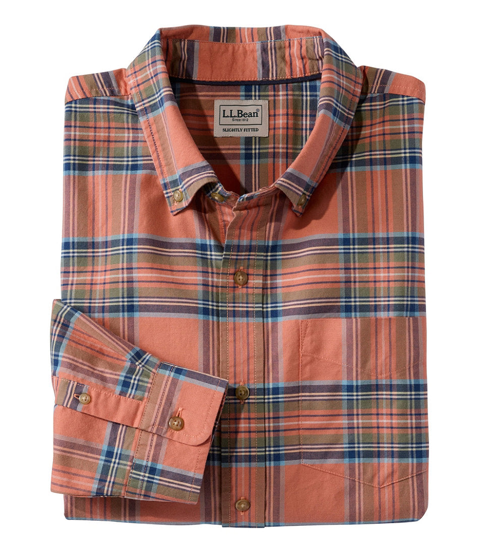 Men's Sunwashed Oxford Shirt, Slightly Fitted Untucked Fit, Plaid | L.L.Bean discount