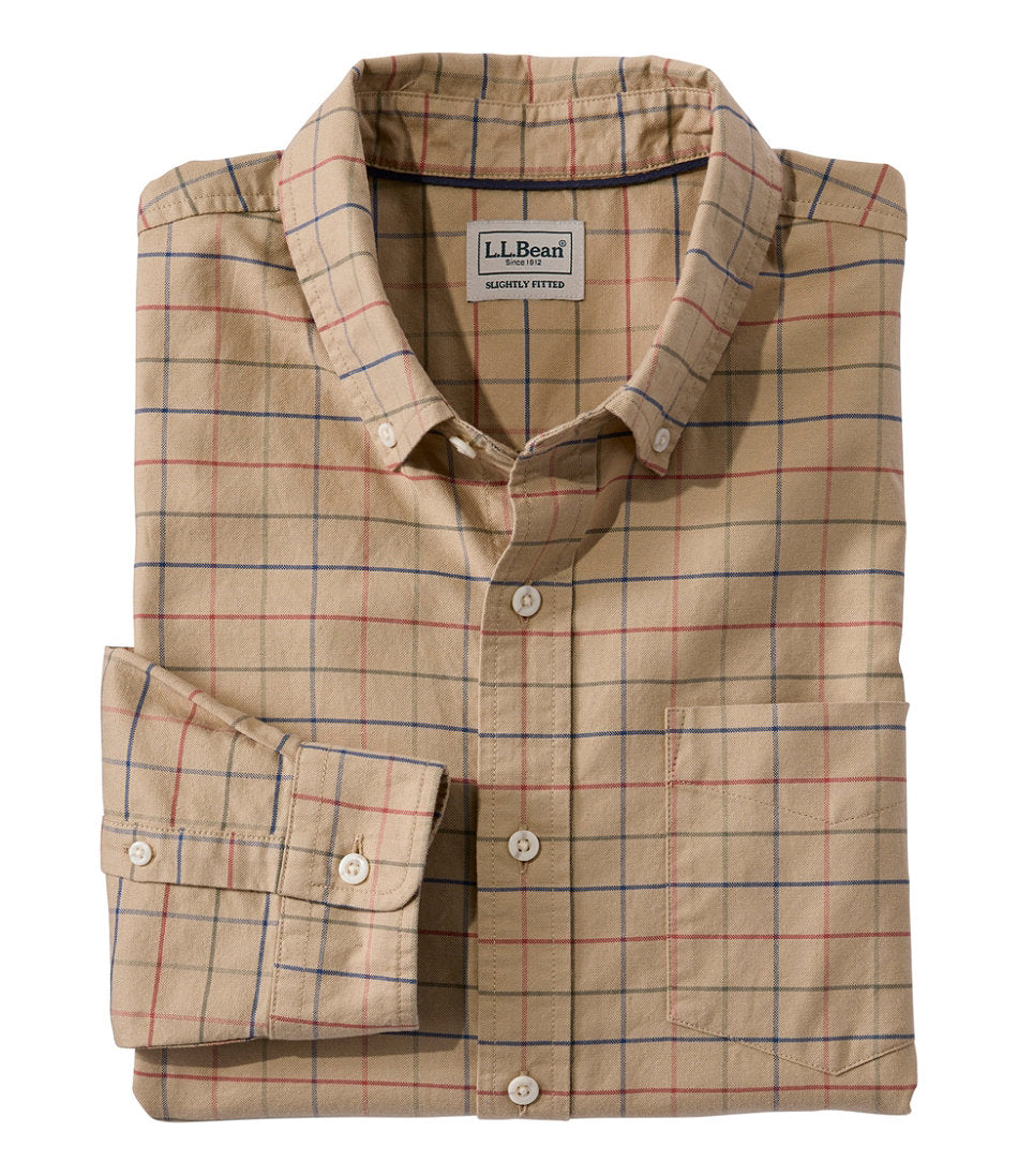 Men's Sunwashed Oxford Shirt, Slightly Fitted Untucked Fit, Plaid | L.L.Bean discount
