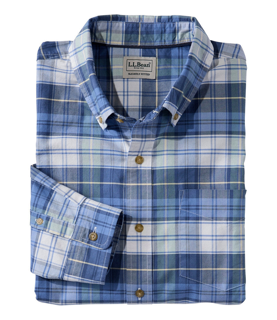 Men's Sunwashed Oxford Shirt, Slightly Fitted Untucked Fit, Plaid | L.L.Bean discount