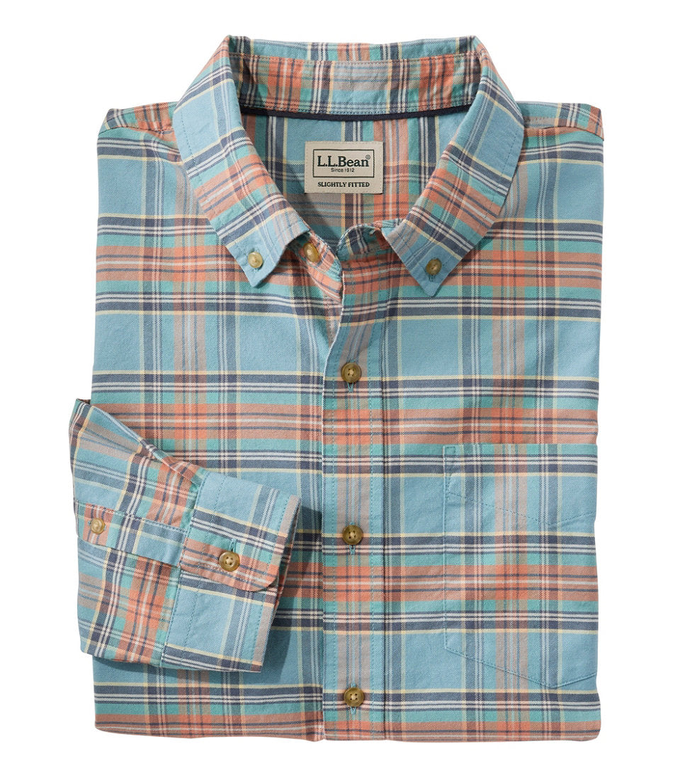 Men's Sunwashed Oxford Shirt, Slightly Fitted Untucked Fit, Plaid | L.L.Bean discount
