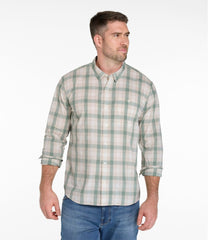 Men's Comfort Stretch Performance® Chambray Shirt, Long-Sleeve, Slightly Fitted Untucked Fit, Plaid | L.L.Bean online