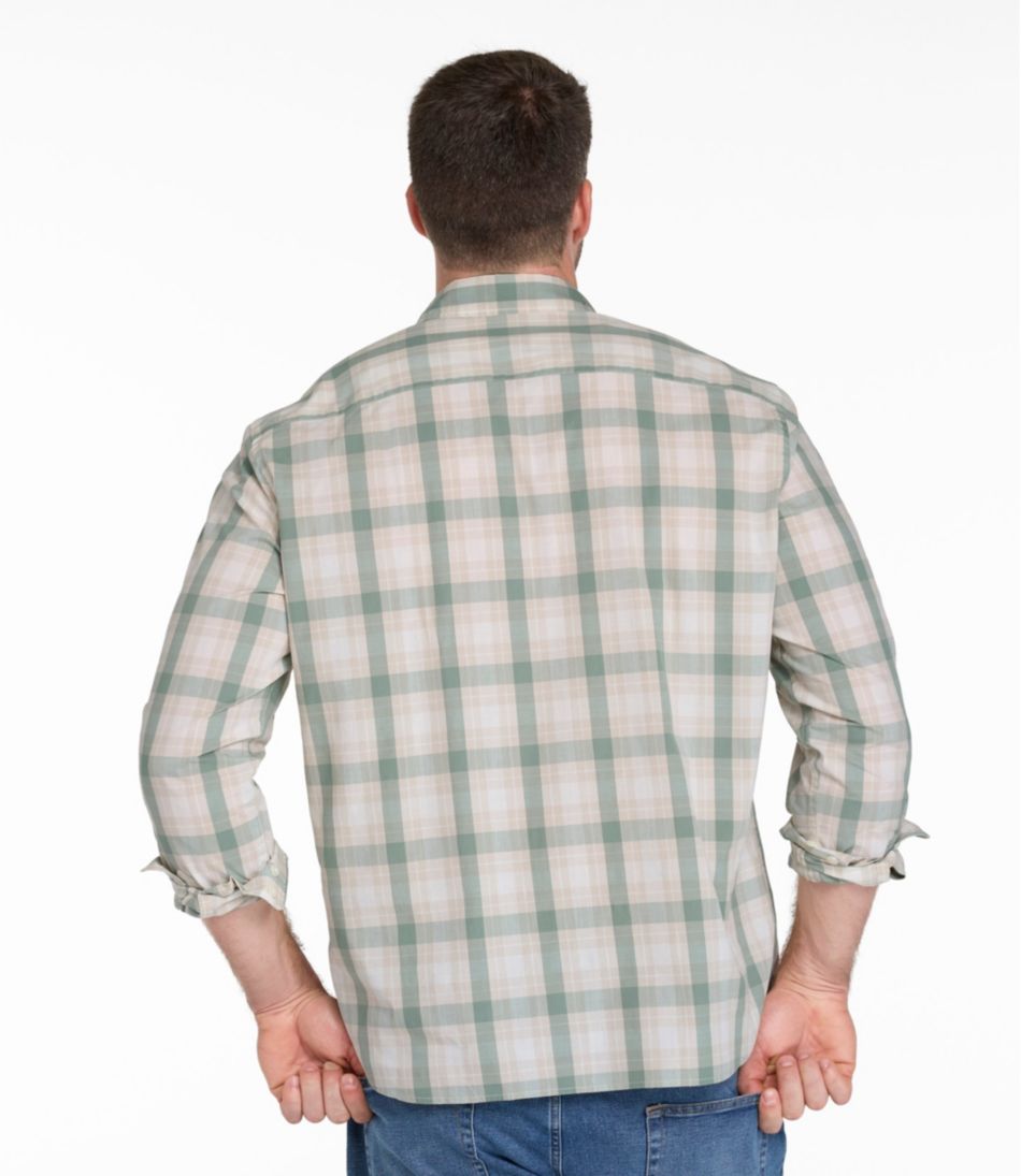 Men's Comfort Stretch Performance® Chambray Shirt, Long-Sleeve, Slightly Fitted Untucked Fit, Plaid | L.L.Bean online
