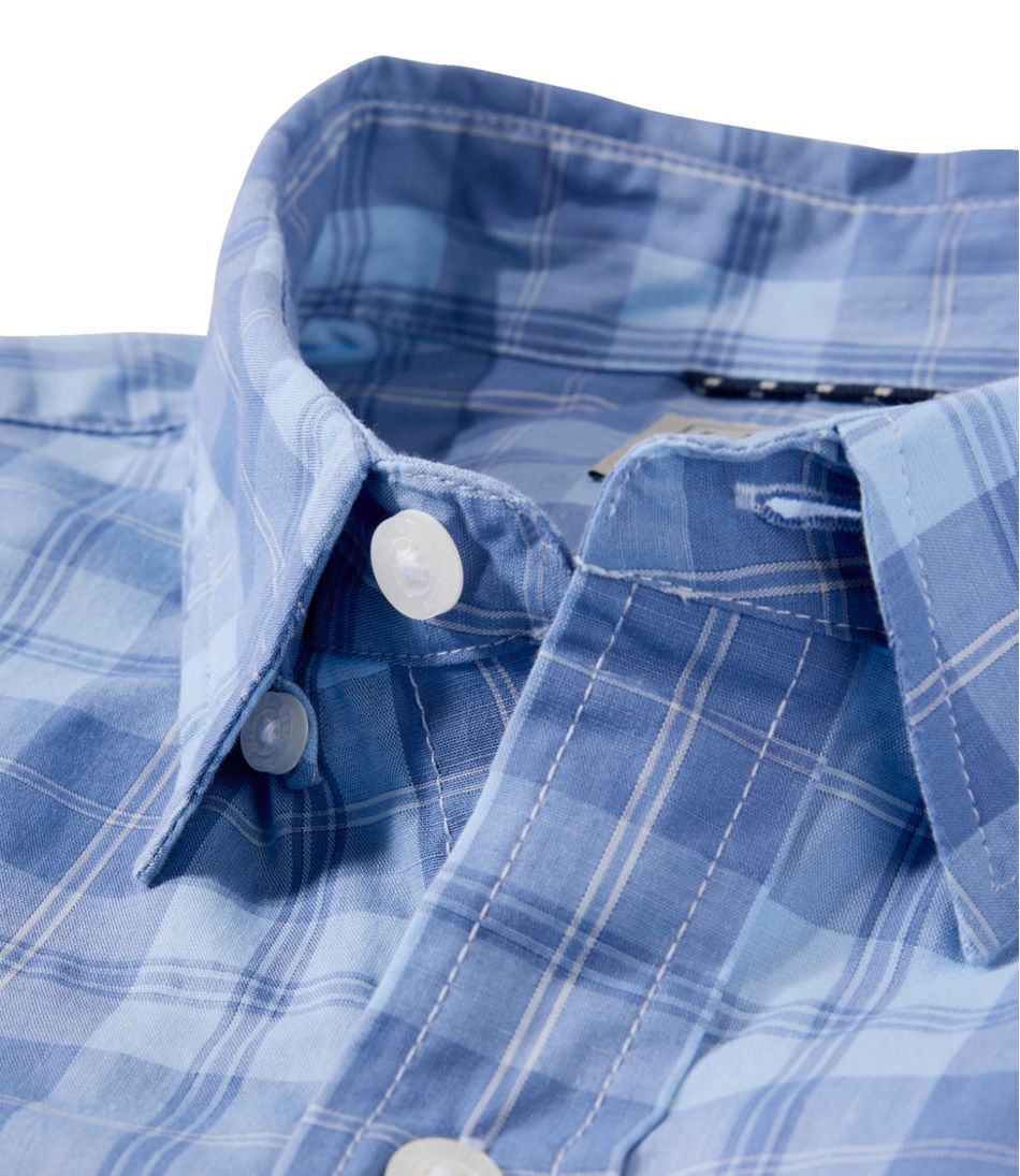 Men's Comfort Stretch Performance® Chambray Shirt, Long-Sleeve, Slightly Fitted Untucked Fit, Plaid | L.L.Bean online