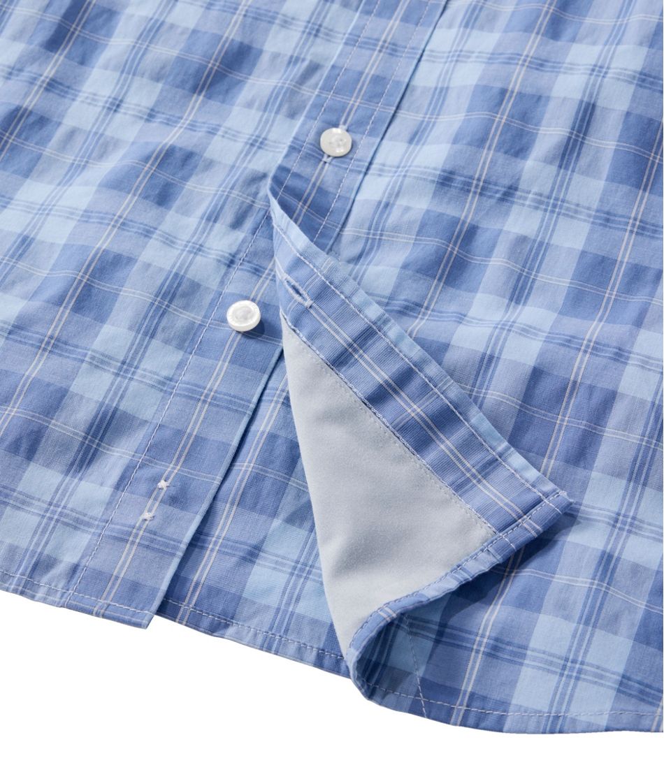 Men's Comfort Stretch Performance® Chambray Shirt, Long-Sleeve, Slightly Fitted Untucked Fit, Plaid | L.L.Bean online