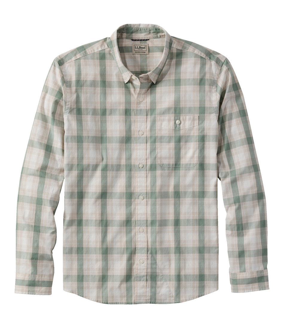 Men's Comfort Stretch Performance® Chambray Shirt, Long-Sleeve, Slightly Fitted Untucked Fit, Plaid | L.L.Bean online