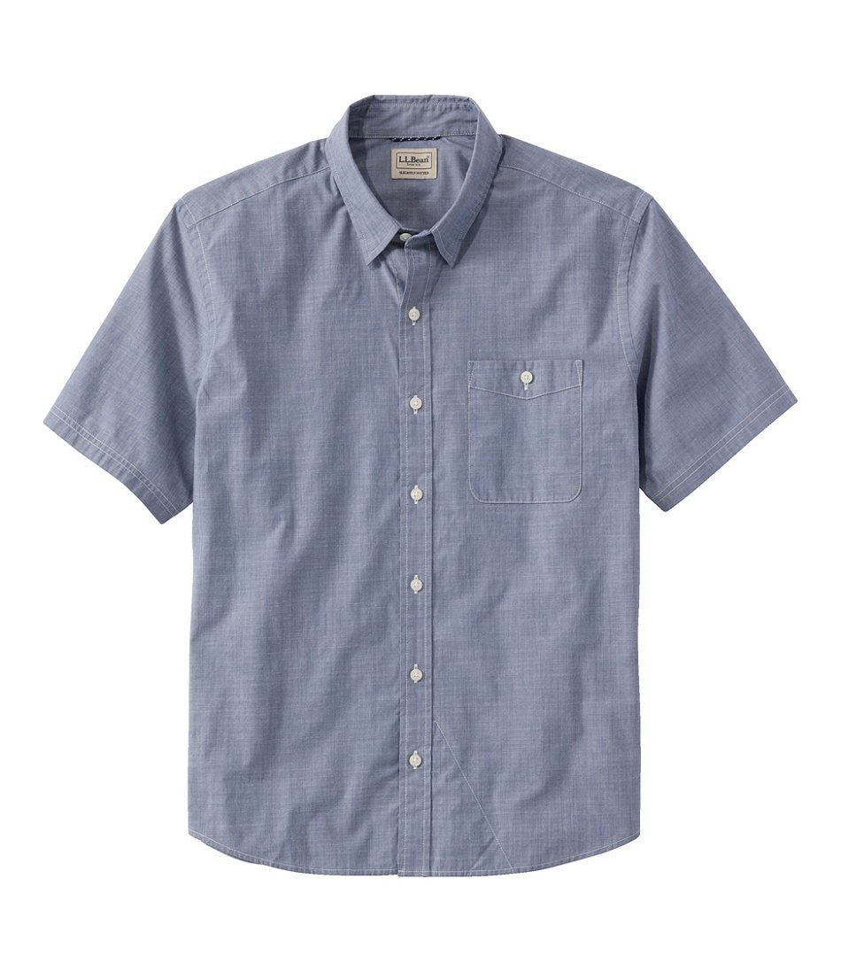 Men's Comfort Stretch Performance® Chambray Shirt, Short-Sleeve, Slightly Fitted Untucked Fit | L.L.Bean online