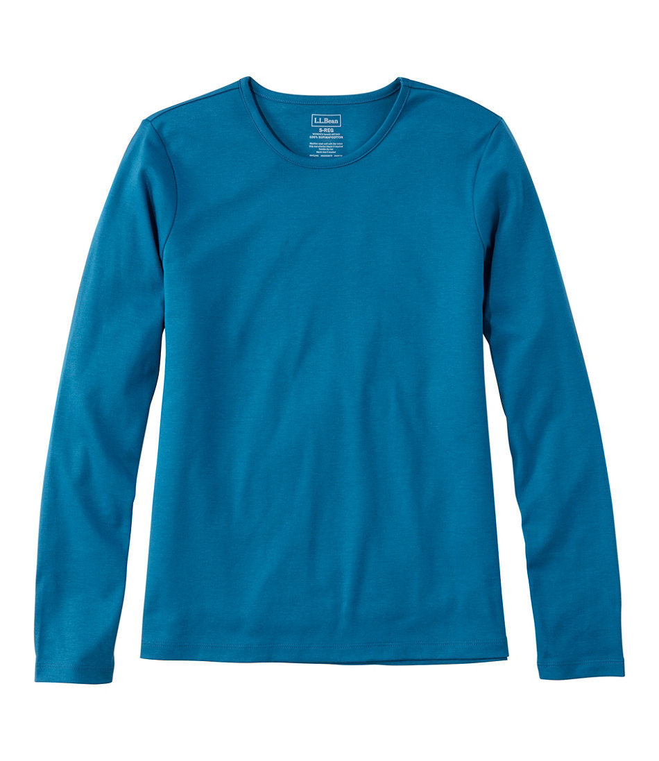 Women's Pima Cotton Tee, Long-Sleeve Crewneck | L.L.Bean outlet