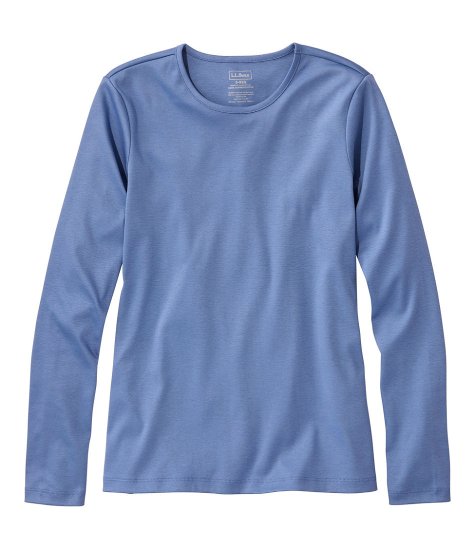Women's Pima Cotton Tee, Long-Sleeve Crewneck | L.L.Bean outlet