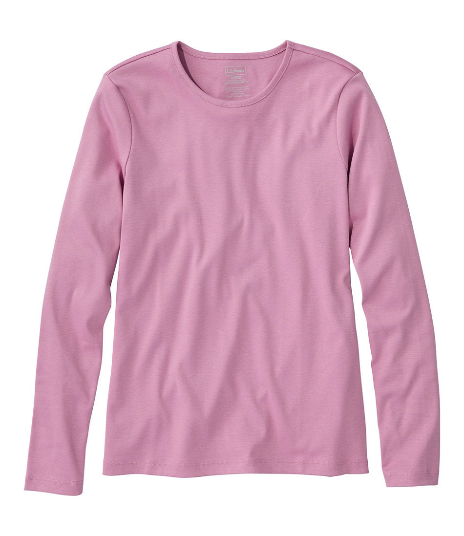Women's Pima Cotton Tee, Long-Sleeve Crewneck | L.L.Bean outlet