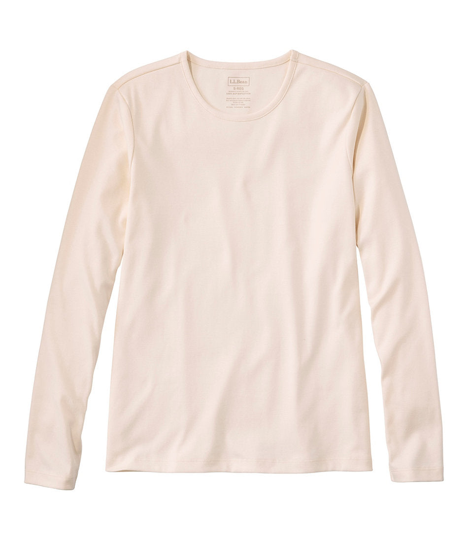 Women's Pima Cotton Tee, Long-Sleeve Crewneck | L.L.Bean outlet