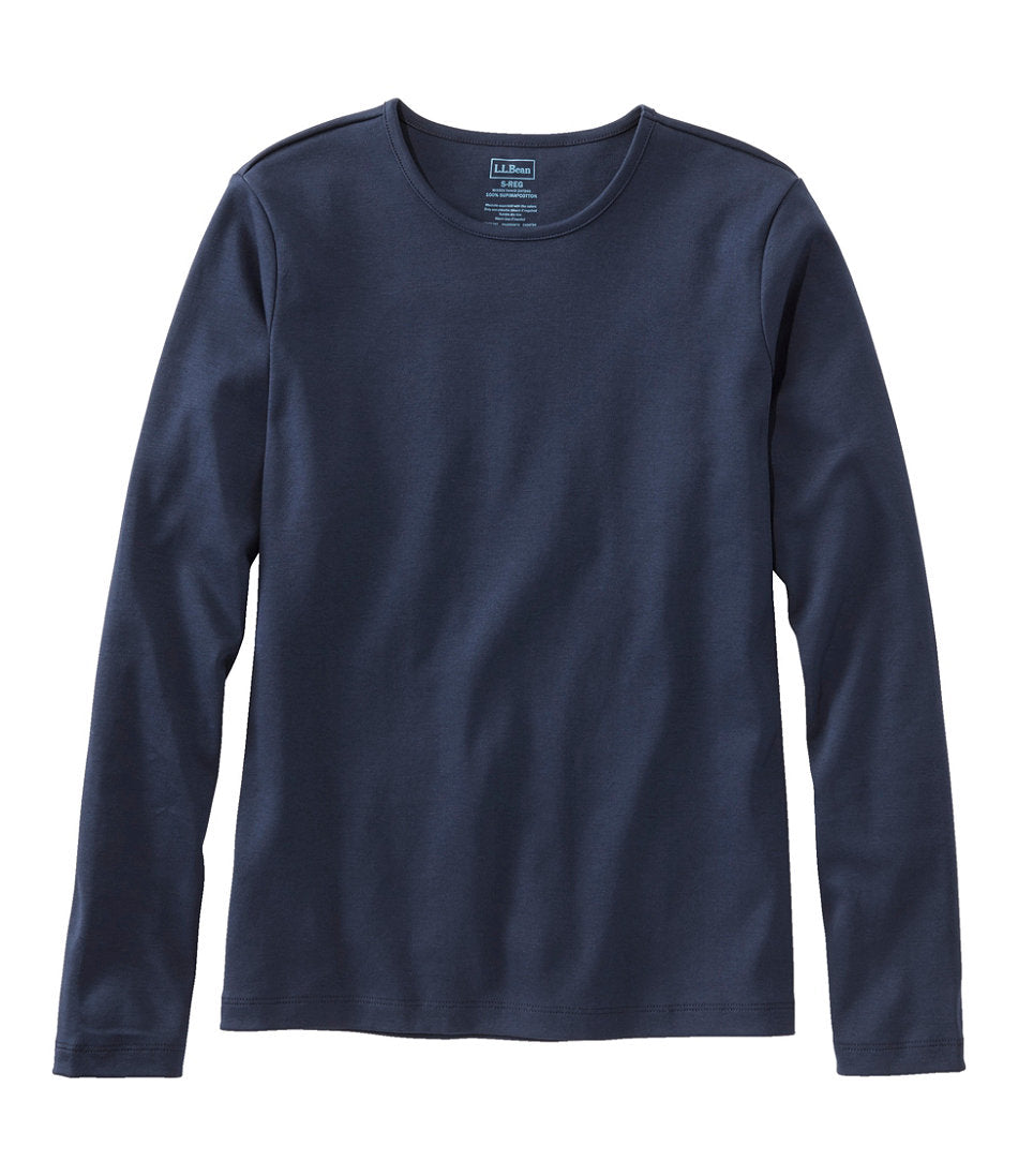 Women's Pima Cotton Tee, Long-Sleeve Crewneck | L.L.Bean outlet