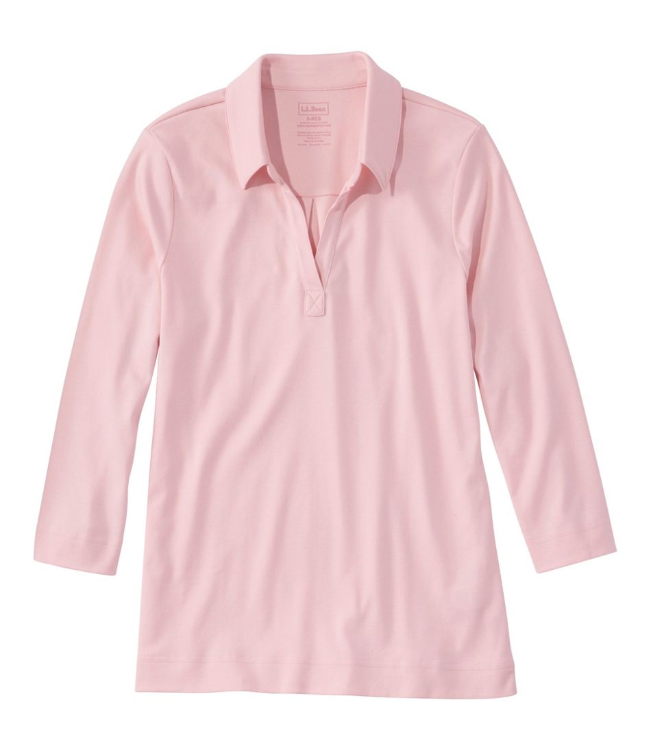 Women's Pima Cotton Tee, Three-Quarter-Sleeve Polo | L.L.Bean discount