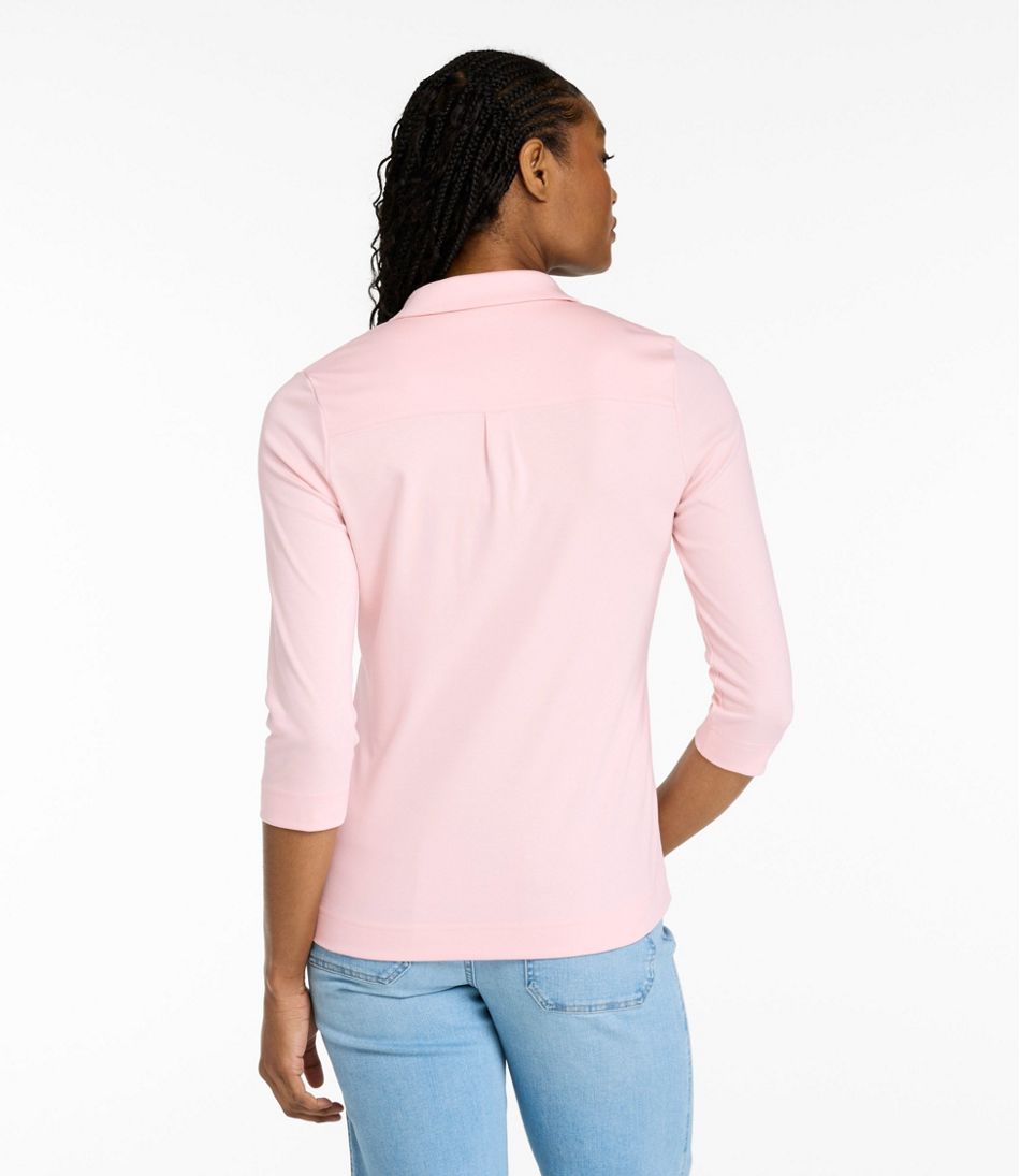Women's Pima Cotton Tee, Three-Quarter-Sleeve Polo | L.L.Bean discount