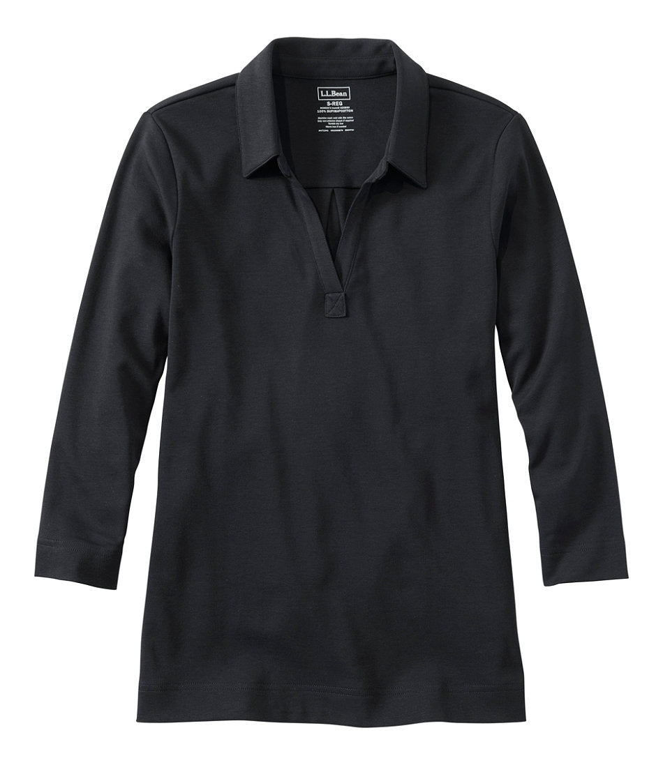 Women's Pima Cotton Tee, Three-Quarter-Sleeve Polo | L.L.Bean discount