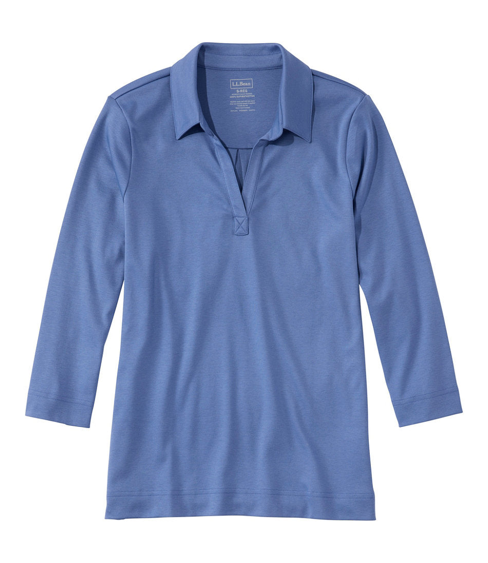 Women's Pima Cotton Tee, Three-Quarter-Sleeve Polo | L.L.Bean discount