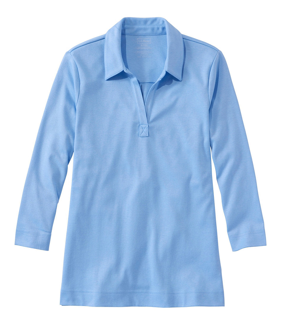 Women's Pima Cotton Tee, Three-Quarter-Sleeve Polo | L.L.Bean discount